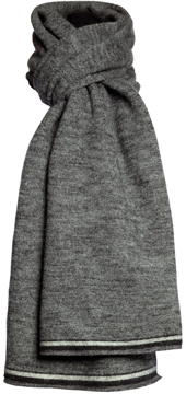 Halsduk i filtad ull – Melange rand grå
